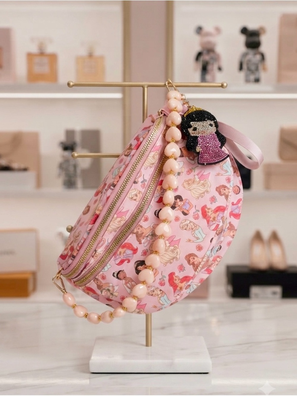 Pink Disney Princess Bum Bag with accessories